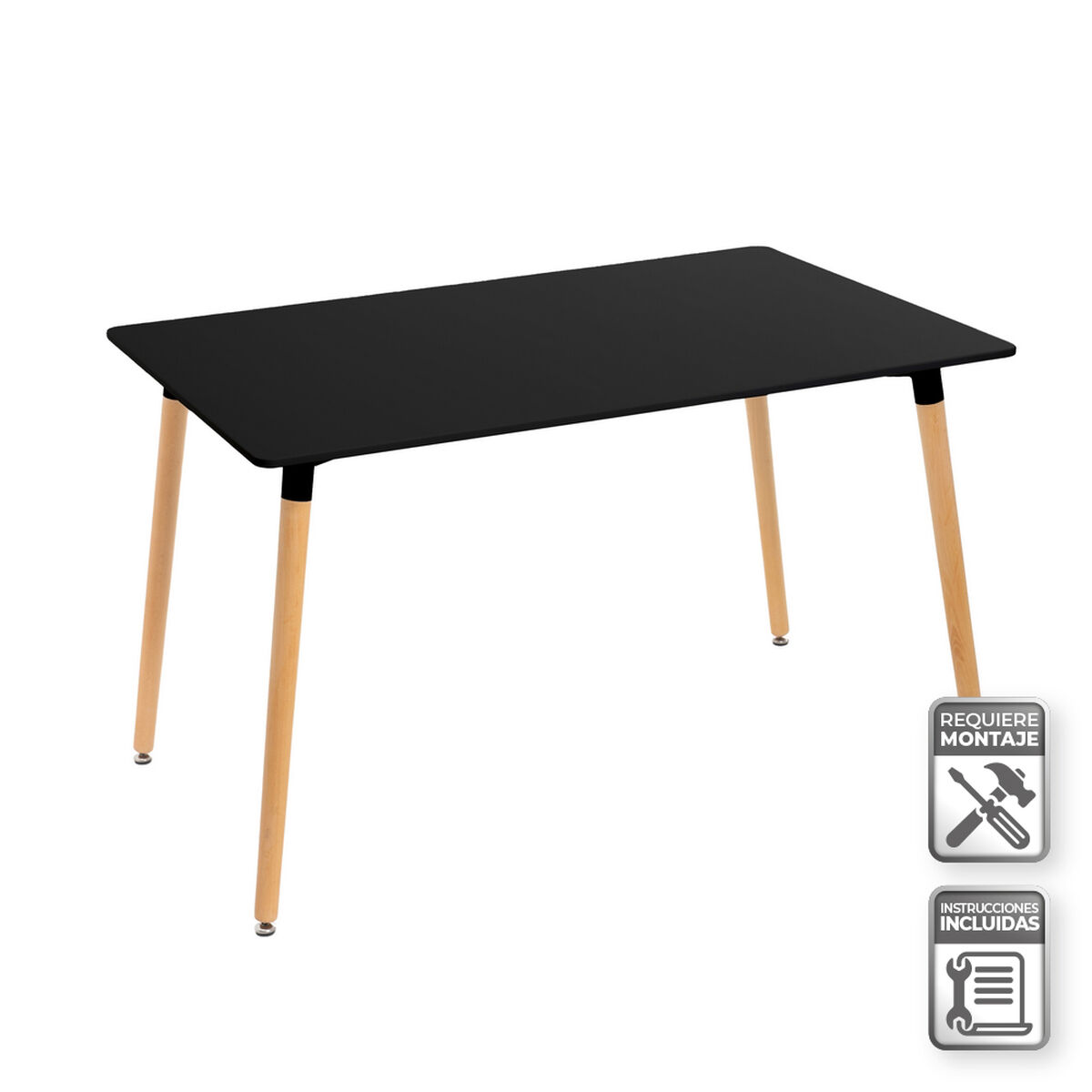 Bord Sort Natur 120 x 80 x 75 cm